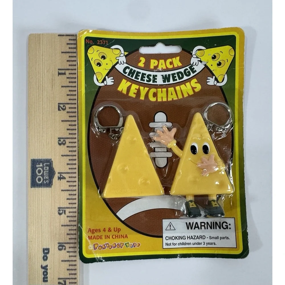 Vintage Green Bay Packers Wisconsin Cheese Head Gift Wedge Keychains NOS Sealed